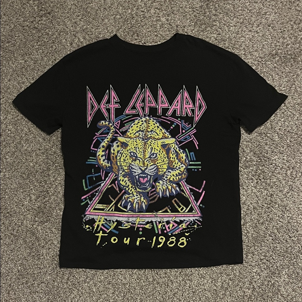 Black Graphic Def Leppard Kids T-Shirt Size XL